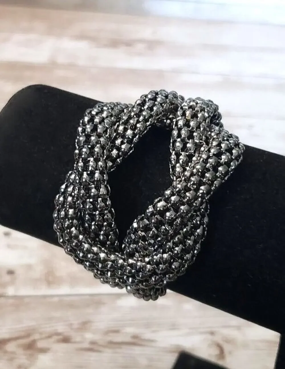 Vintage Bracelet / Bangle Dark Grey Knot Design Statement Chunky Bracelet